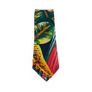 Vicky Davis Necktie Tie New York Designer Tropical Island Colorful Bold Cotton